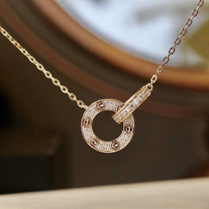 [LuckyStar] LOVE 7,6 MM HALSKETTE ROSÉGOLD UND SILBER VOLLER DIAMANT