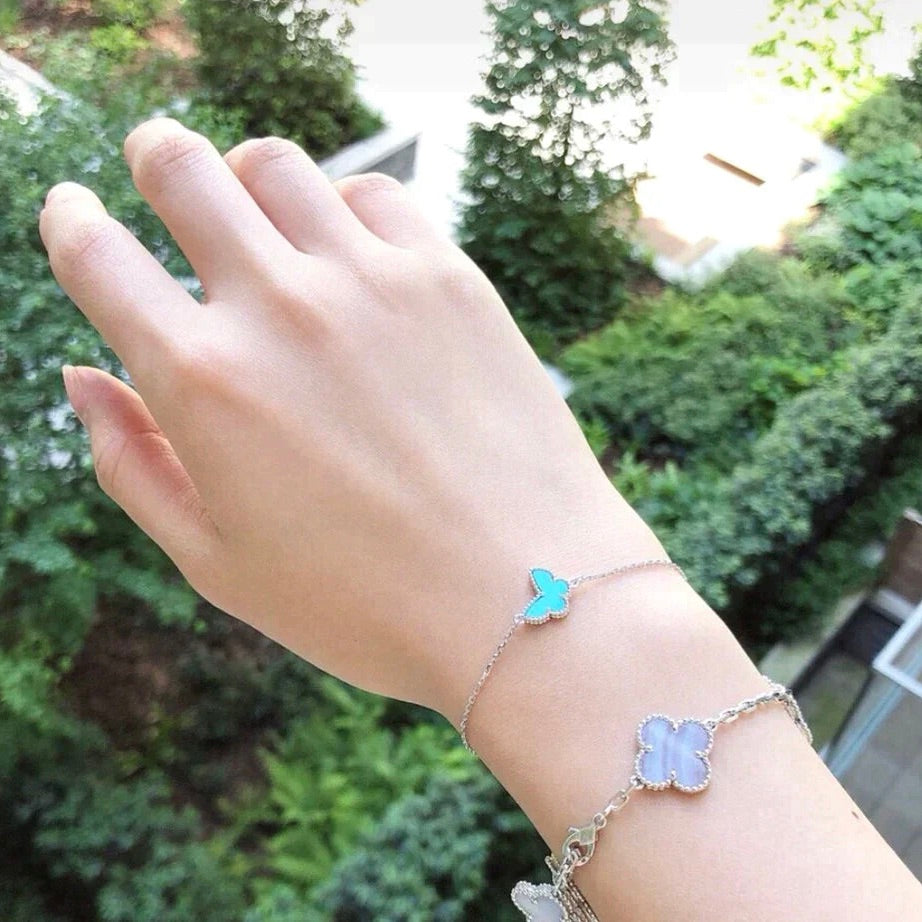 [LuckyStar] BUTTERFLY TÜRKIS SCHMETTERLING ARMBAND SILBER