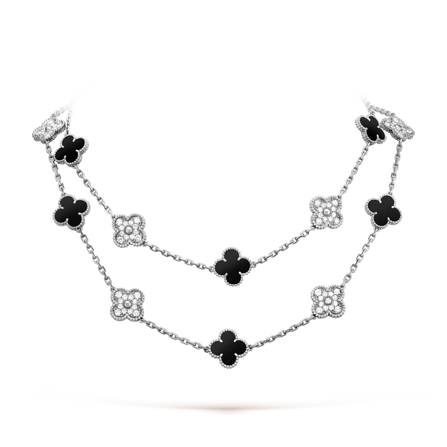 [LuckyStar]CLOVER 20 MOTIFS ONYX DIAMOND SILVER