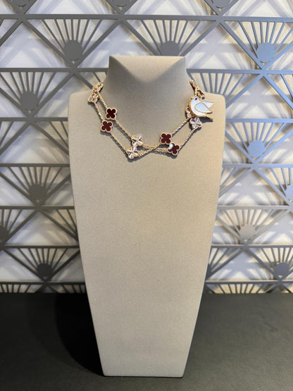 [LuckyStar]CLOVER 20 MOTIFS LASER CARNELIAN NECKLACE