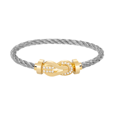 [LuckyStar]Chance großes 8-stelliges Schnallen-Halbdiamanten-Armband Gold
