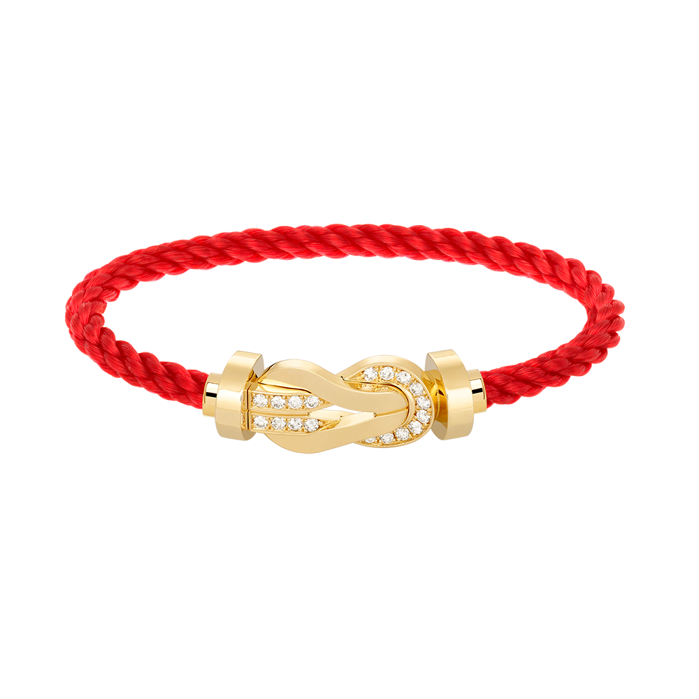[LuckyStar]Chance großes 8-stelliges Schnallen-Halbdiamanten-Armband Gold