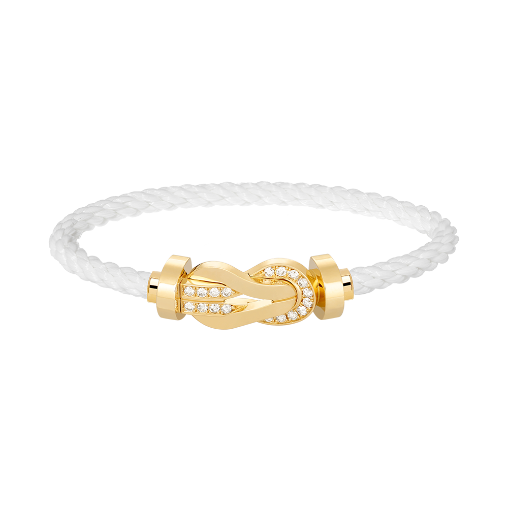 [LuckyStar]Chance großes 8-stelliges Schnallen-Halbdiamanten-Armband Gold