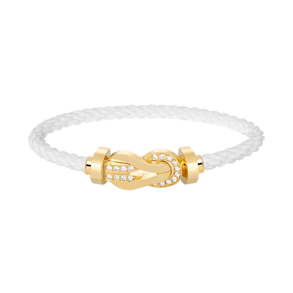 [LuckyStar]Chance großes 8-stelliges Schnallen-Halbdiamanten-Armband Gold