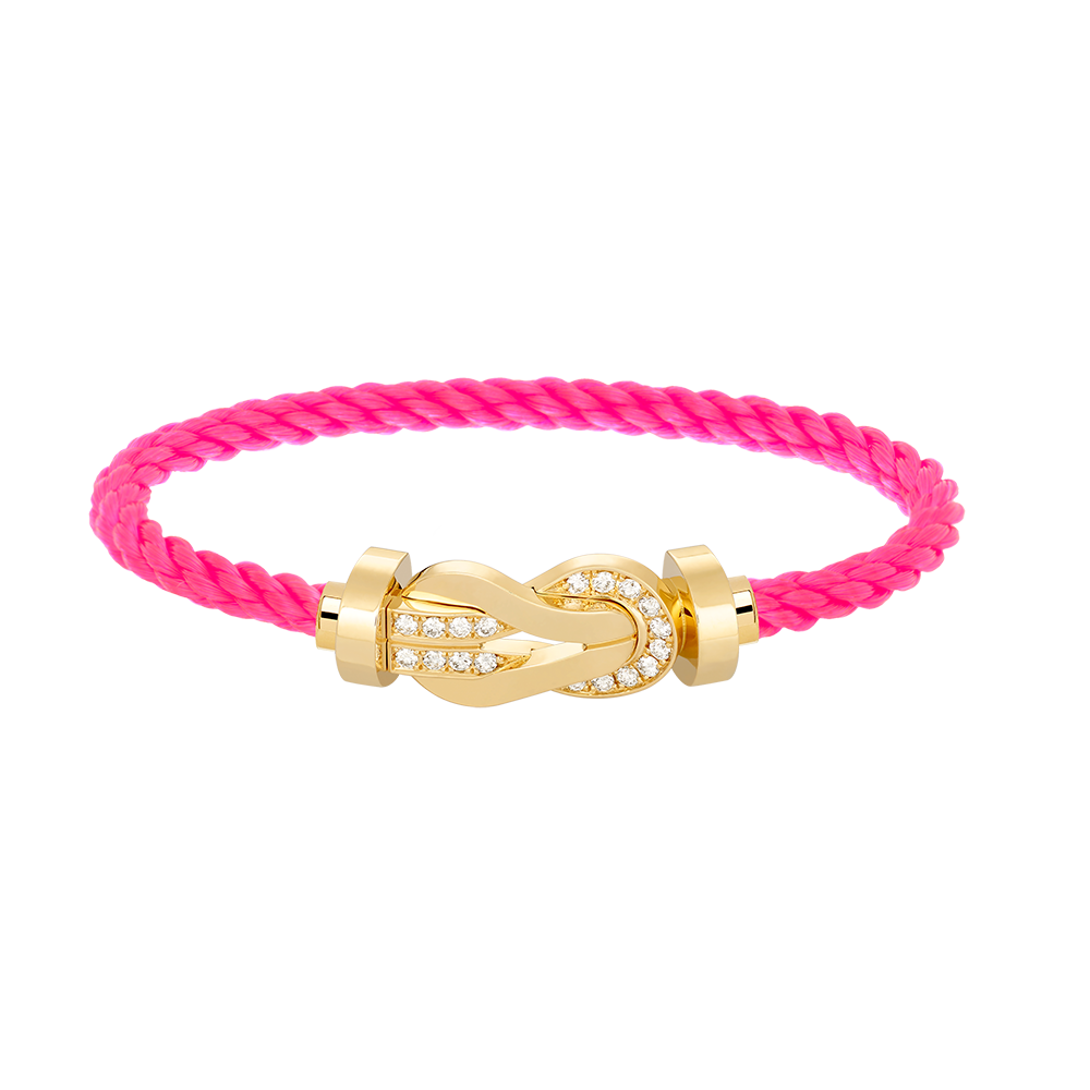 [LuckyStar]Chance großes 8-stelliges Schnallen-Halbdiamanten-Armband Gold