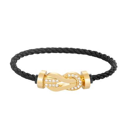 [LuckyStar]Chance großes 8-stelliges Schnallen-Halbdiamanten-Armband Gold