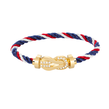 [LuckyStar]Chance großes 8-stelliges Schnallen-Halbdiamanten-Armband Gold