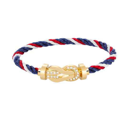 [LuckyStar]Chance großes 8-stelliges Schnallen-Halbdiamanten-Armband Gold