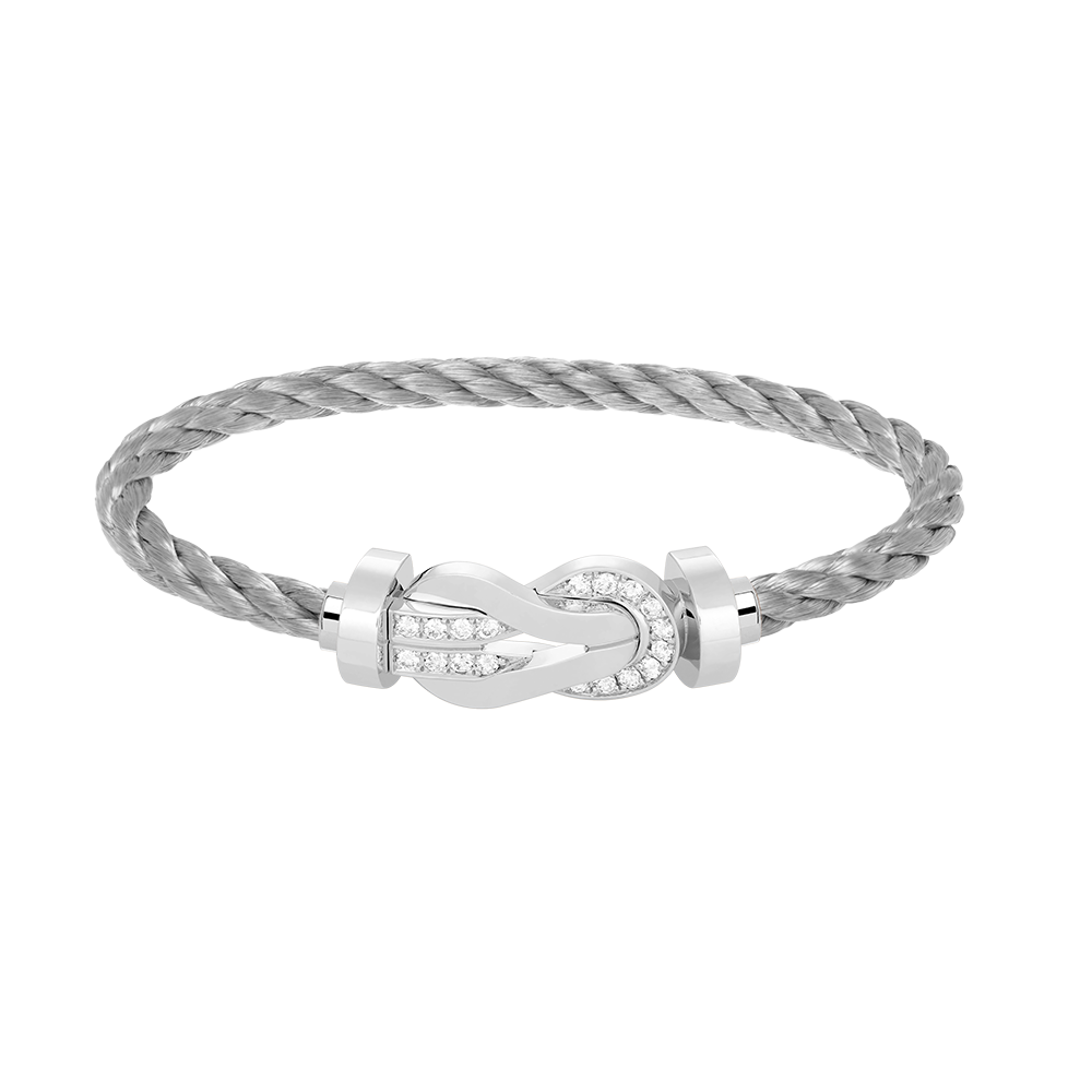 [LuckyStar]Chance großes 8-stelliges Schnallen-Halbdiamant-Armband Silber