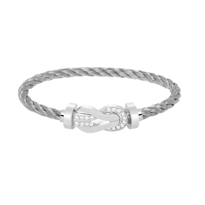 [LuckyStar]Chance großes 8-stelliges Schnallen-Halbdiamant-Armband Silber