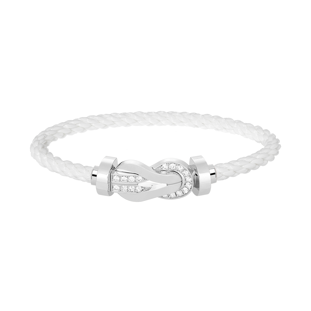[LuckyStar]Chance großes 8-stelliges Schnallen-Halbdiamant-Armband Silber