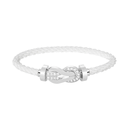[LuckyStar]Chance großes 8-stelliges Schnallen-Halbdiamant-Armband Silber