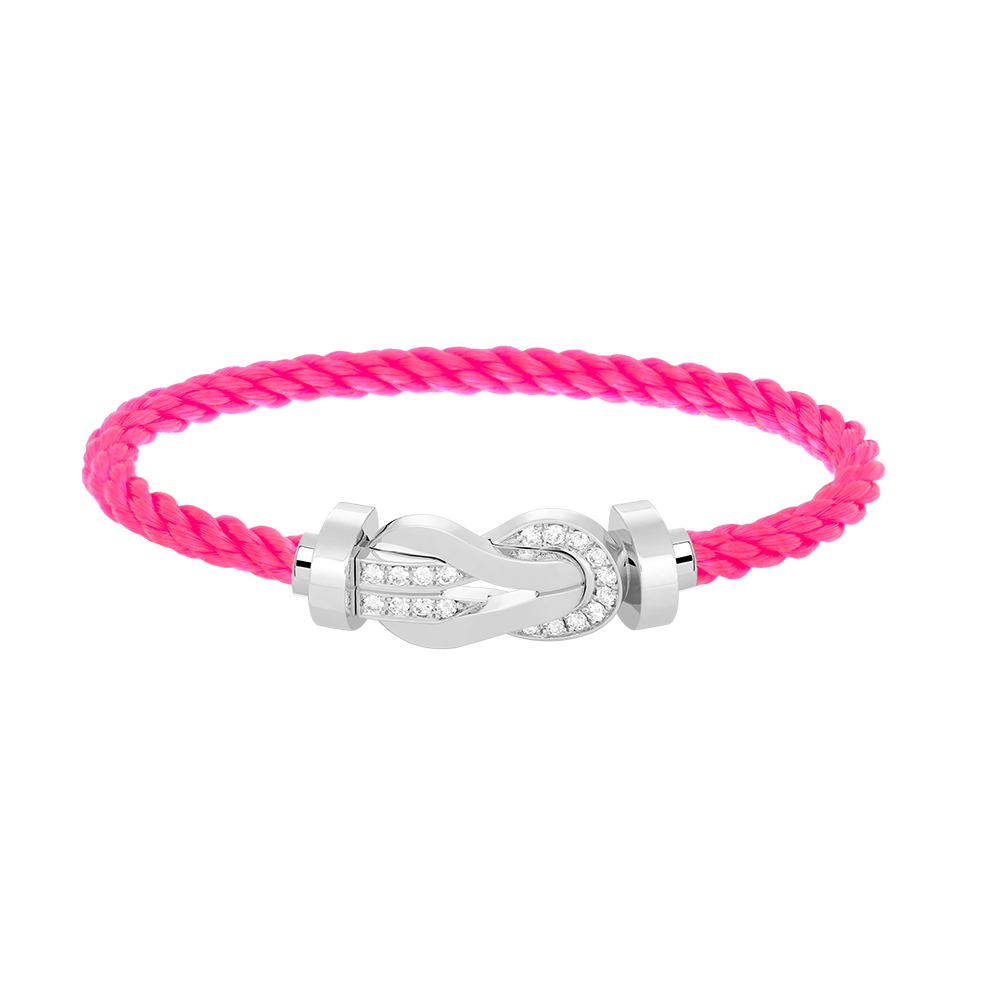 [LuckyStar]Chance großes 8-stelliges Schnallen-Halbdiamant-Armband Silber