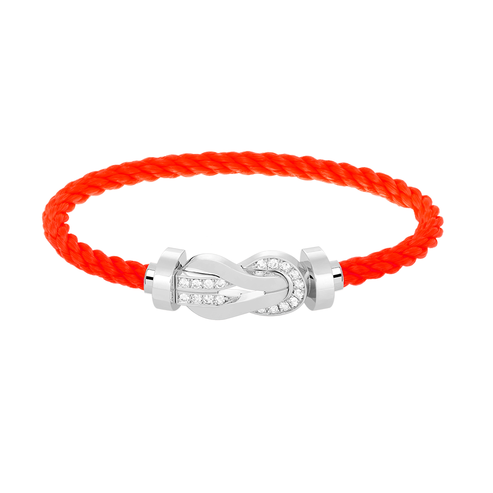 [LuckyStar]Chance großes 8-stelliges Schnallen-Halbdiamant-Armband Silber