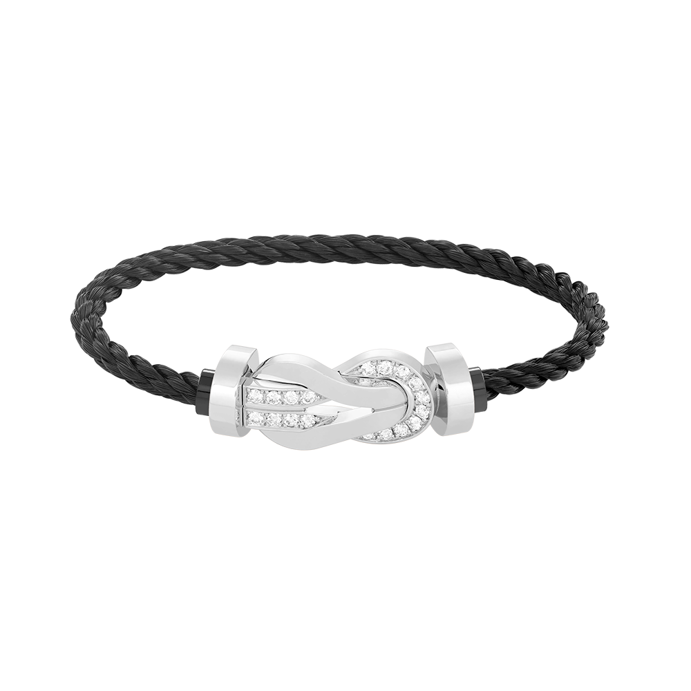 [LuckyStar]Chance großes 8-stelliges Schnallen-Halbdiamant-Armband Silber