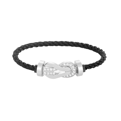 [LuckyStar]Chance großes 8-stelliges Schnallen-Halbdiamant-Armband Silber