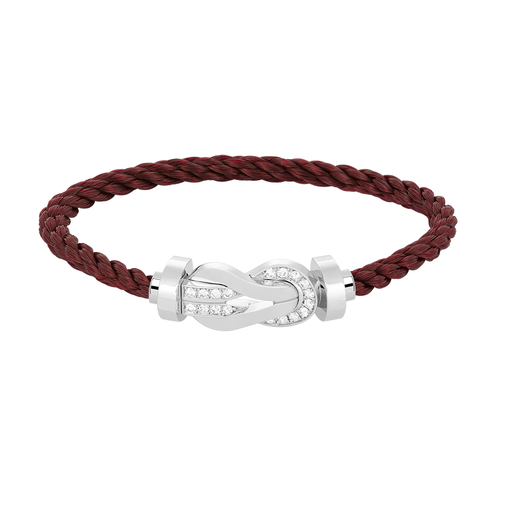 [LuckyStar]Chance großes 8-stelliges Schnallen-Halbdiamant-Armband Silber