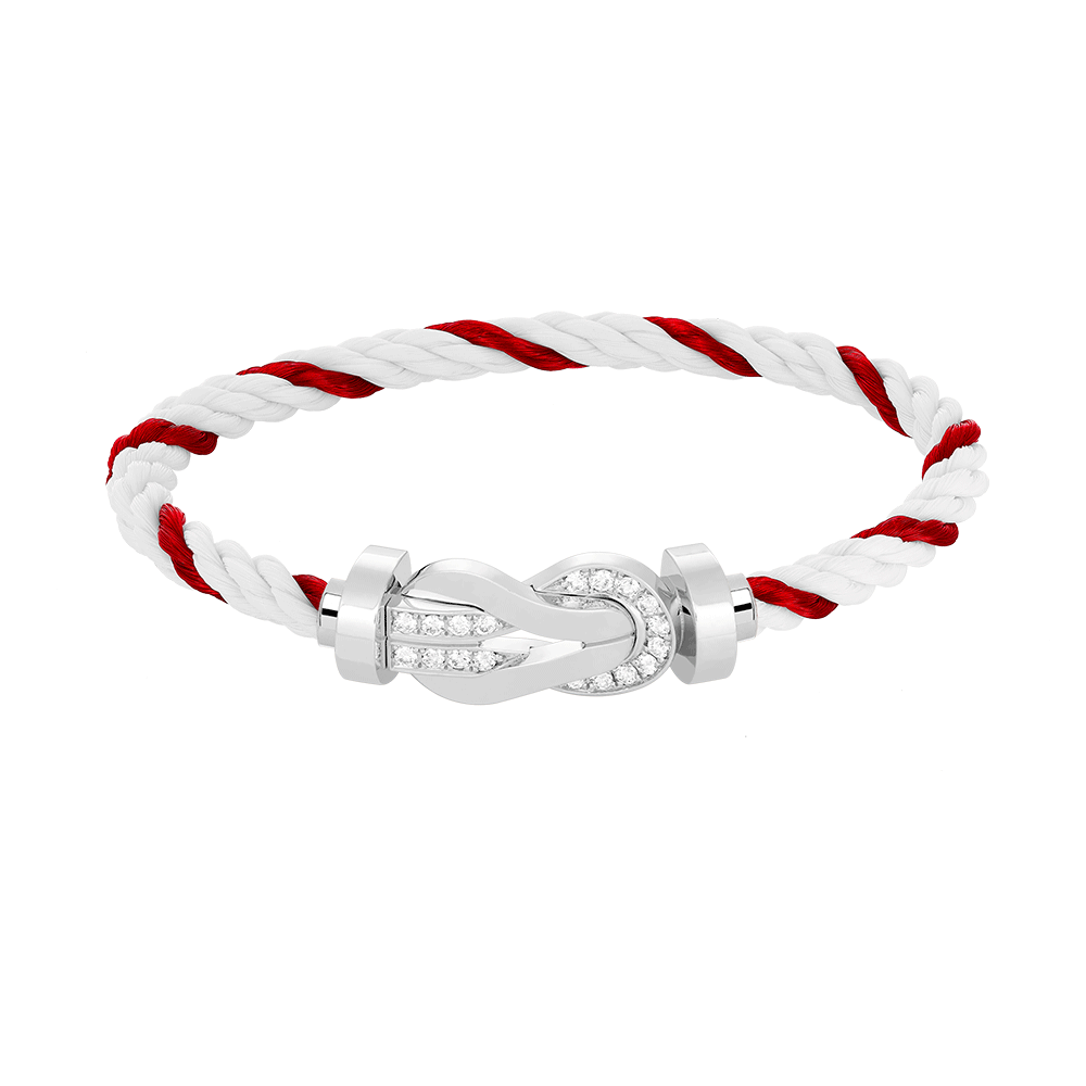 [LuckyStar]Chance großes 8-stelliges Schnallen-Halbdiamant-Armband Silber