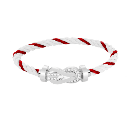 [LuckyStar]Chance großes 8-stelliges Schnallen-Halbdiamant-Armband Silber