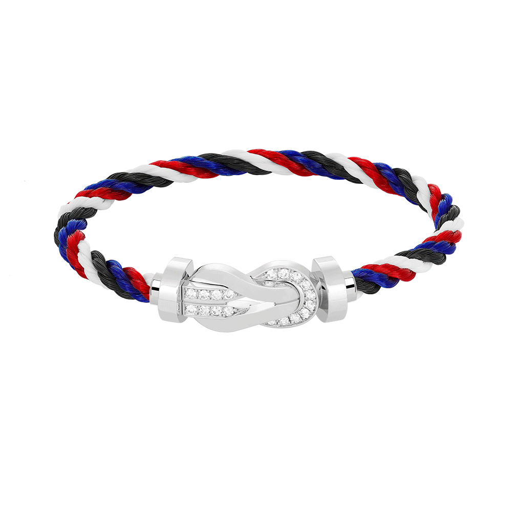 [LuckyStar]Chance großes 8-stelliges Schnallen-Halbdiamant-Armband Silber