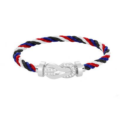 [LuckyStar]Chance großes 8-stelliges Schnallen-Halbdiamant-Armband Silber