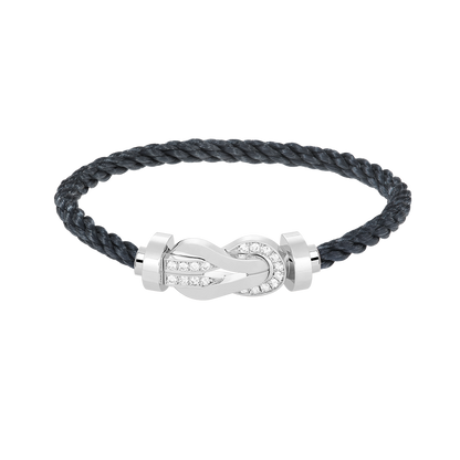 [LuckyStar]Chance großes 8-stelliges Schnallen-Halbdiamant-Armband Silber