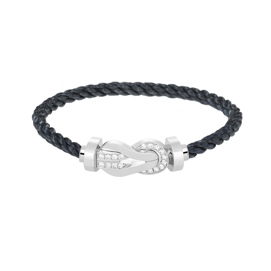 [LuckyStar]Chance großes 8-stelliges Schnallen-Halbdiamant-Armband Silber