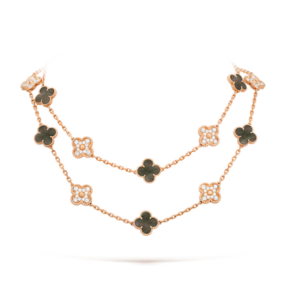 [LuckyStar]CLOVER 20 MOTIFS DARK MOP DIAMOND  NECKLACE