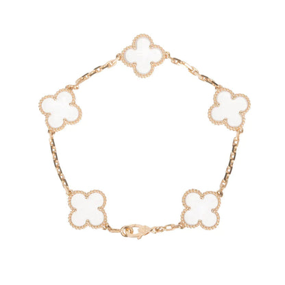 [LuckyStar] Armband mit Kleeblatt-Motiv und Bergkristall in Roségold