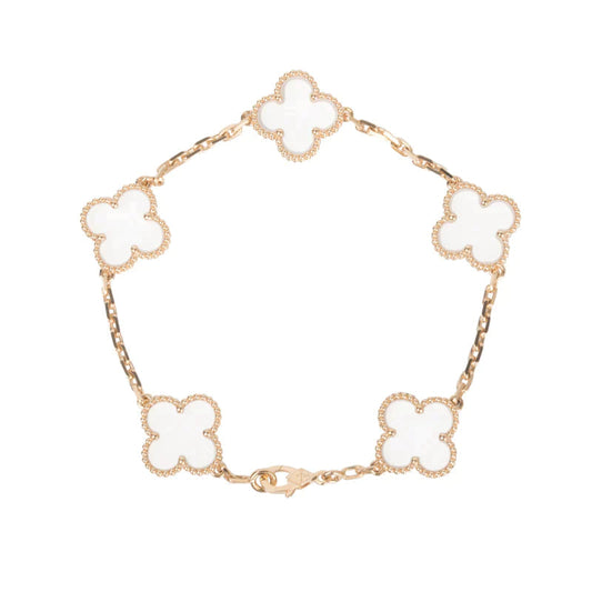[LuckyStar] Armband mit Kleeblatt-Motiv und Bergkristall in Roségold