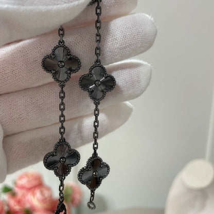 [LuckyStar] Schwarzes Armband mit Kleeblatt-Motiv 5 