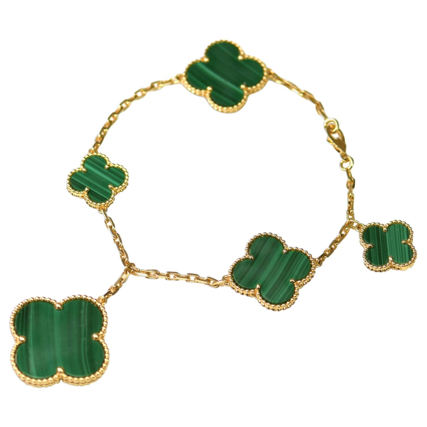 [LuckyStar] MAGIC CLOVER MALACHIT GOLDARMBAND 5 MOTIVE