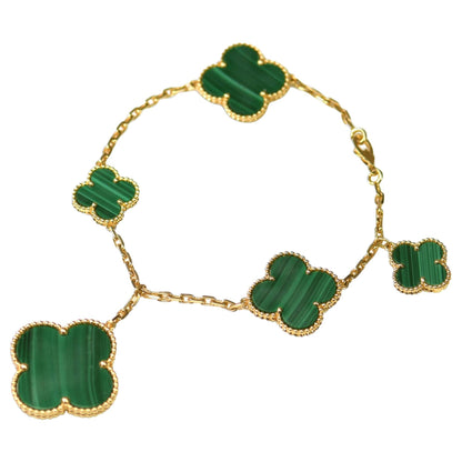[LuckyStar] MAGIC CLOVER MALACHIT GOLDARMBAND 5 MOTIVE