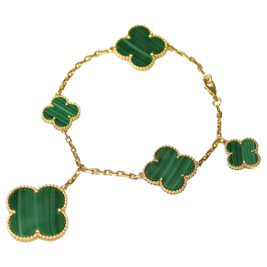 [LuckyStar] MAGIC CLOVER MALACHIT GOLDARMBAND 5 MOTIVE