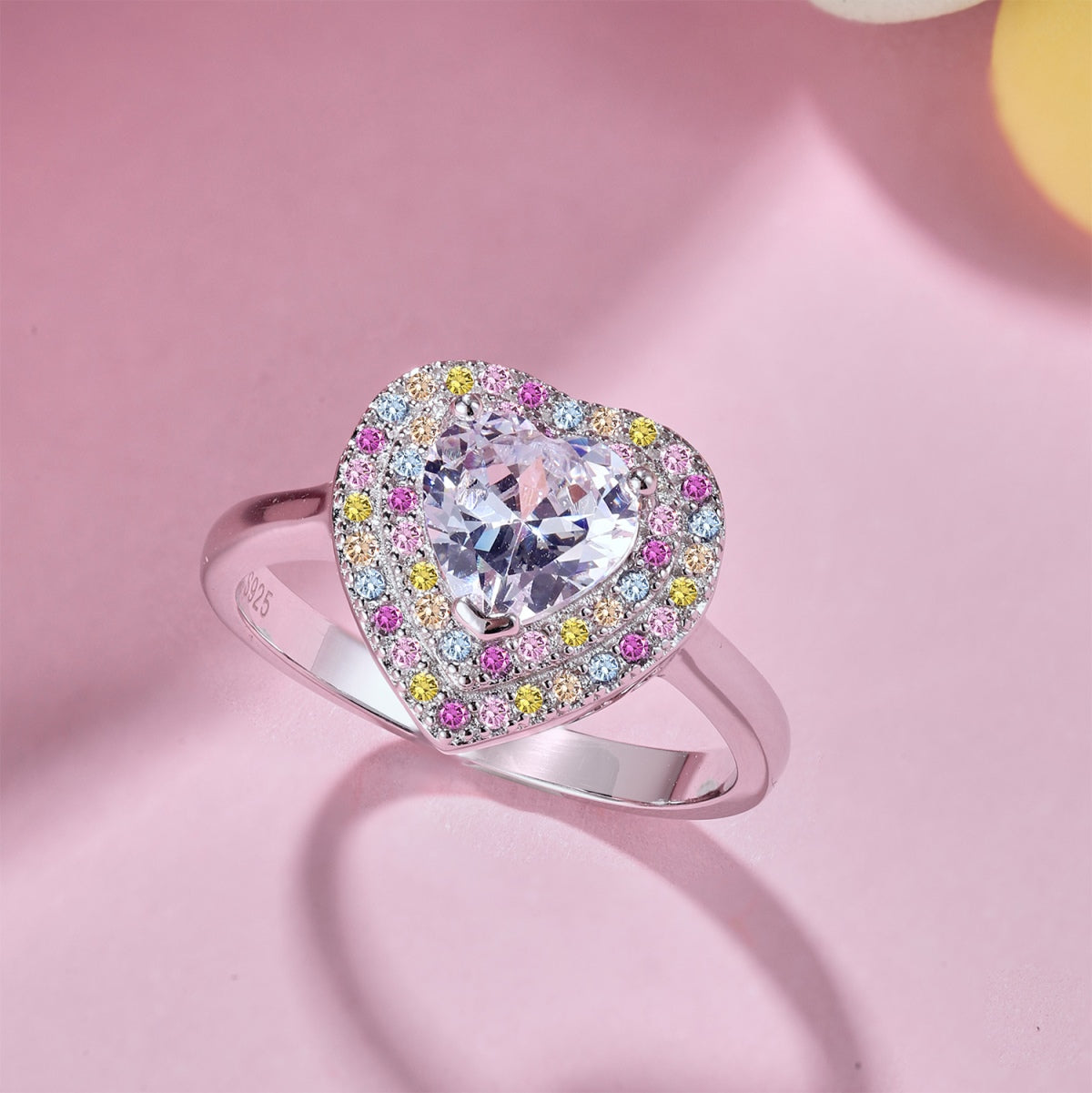 [LuckyStar]Delicate Ebullient Heart Shape Wedding Ring