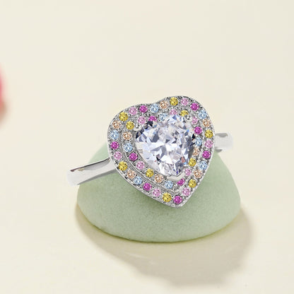 [LuckyStar]Delicate Ebullient Heart Shape Wedding Ring