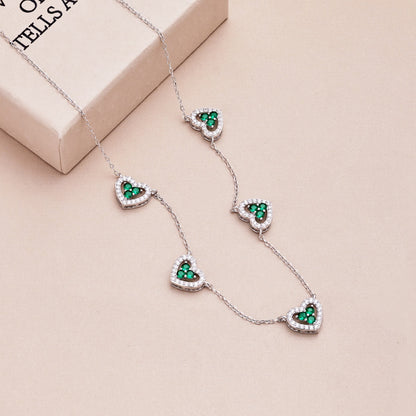 [LuckyStar]Sparkling Five Heart Necklace