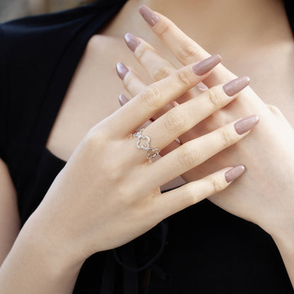 [LuckyStar]Hollow Design Four-Leaf Clover Flower Shape Ring