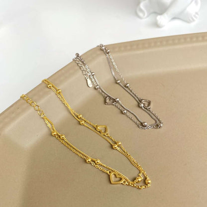 [LuckyStar]Dainty Double Layer Love Heart Bracelet