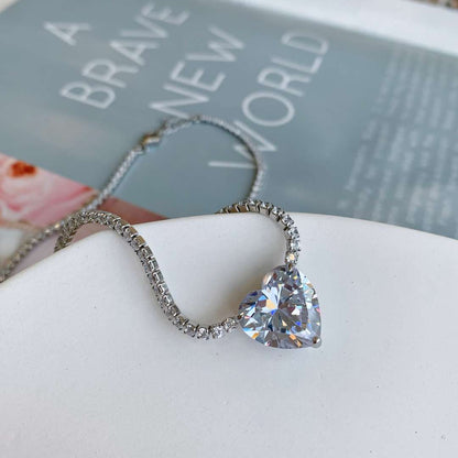 [LuckyStar]8.0 Carat Versatile Colorful Sweet Heart-Shaped Tennis Necklace