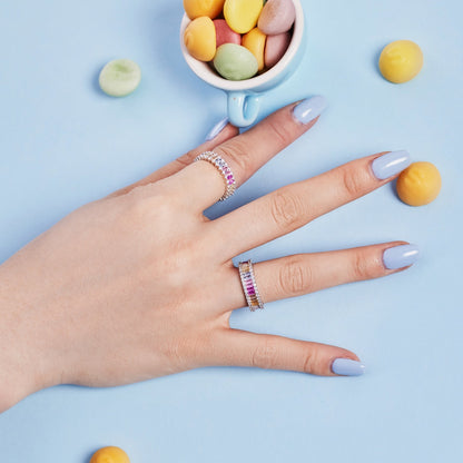 [LuckyStar]Dainty Kaleidoscopic Emerald Cut Daily Ring