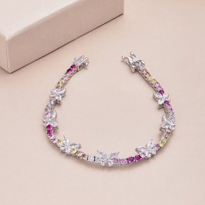 [LuckyStar]Ornate Colorful Butterfly Shape Round Cut Daily Bracelet