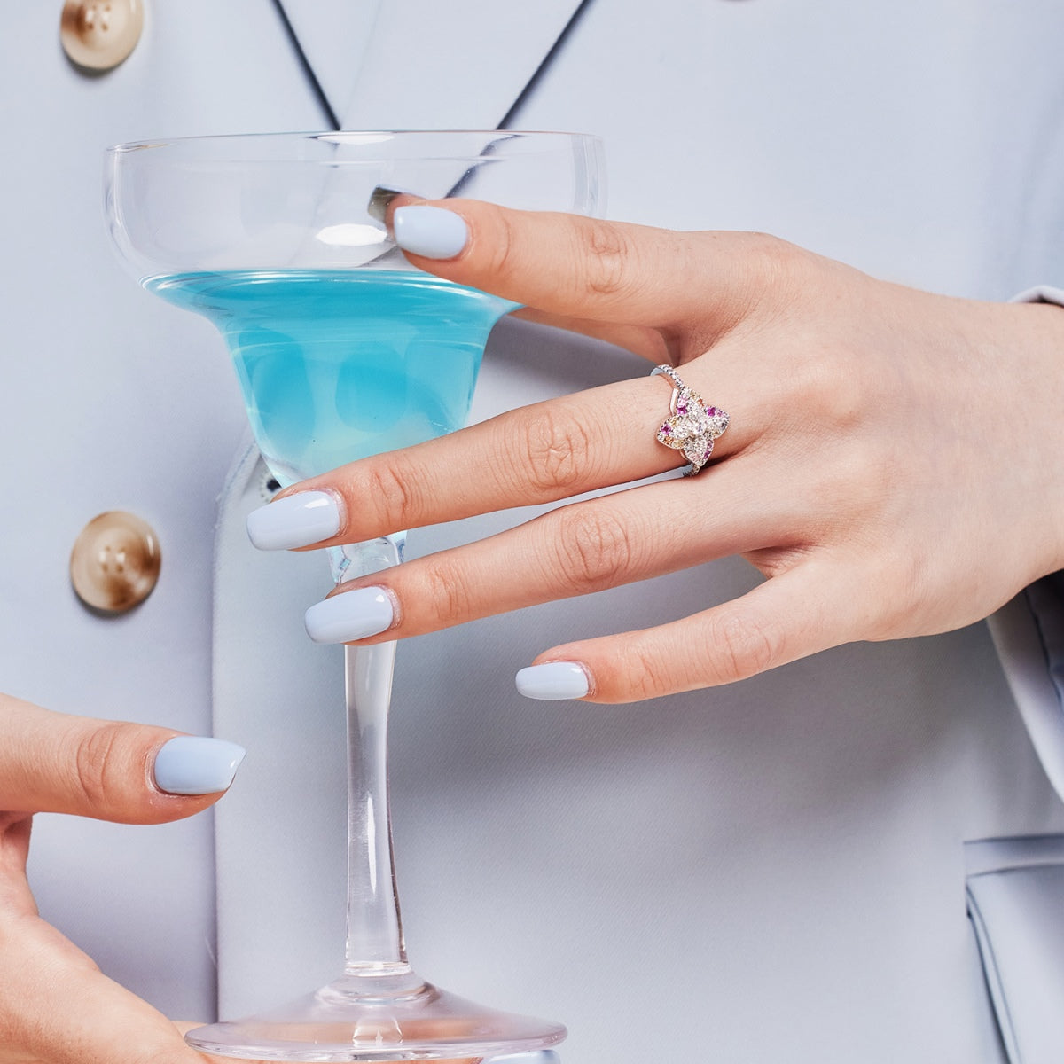 [LuckyStar]Luxurious Colorful Flower Shape Banquet Ring