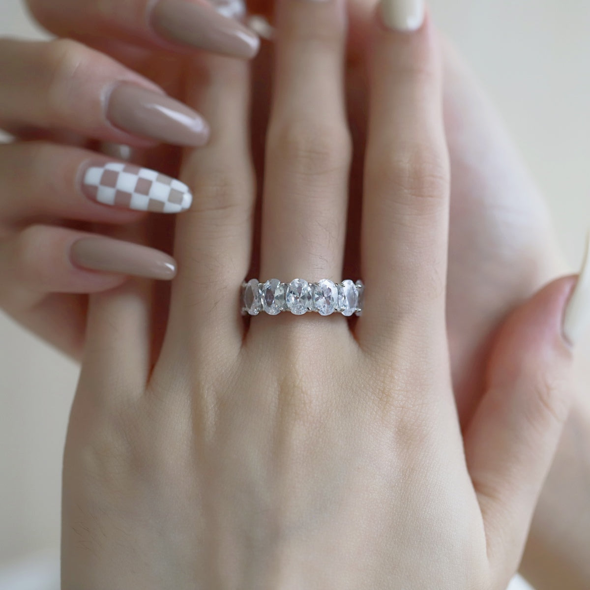 [LuckyStar]Dainty Elongated Cushion Cut Tennis Ring
