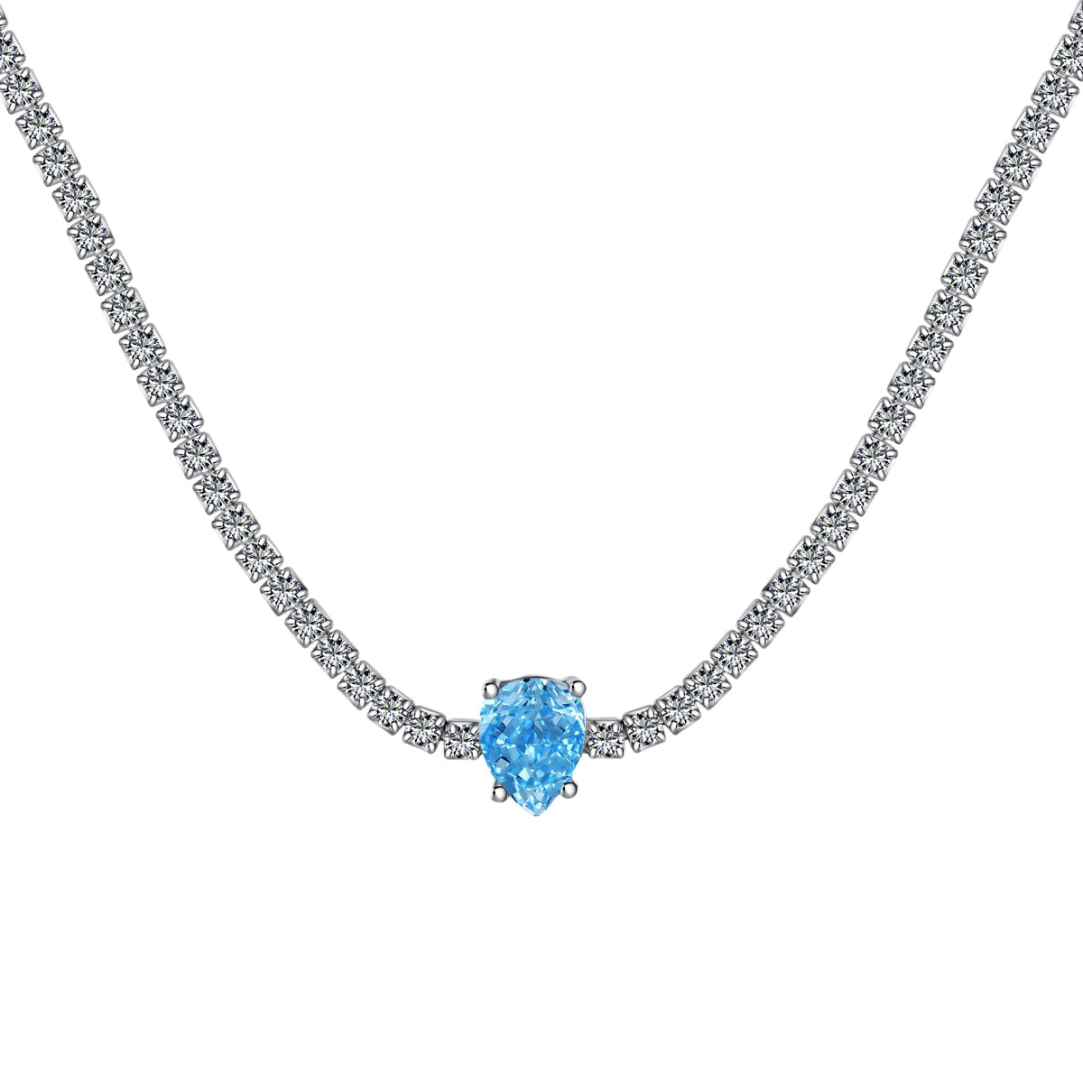 [LuckyStar]1.0 carat Unique Pear Cut Tennis Necklace