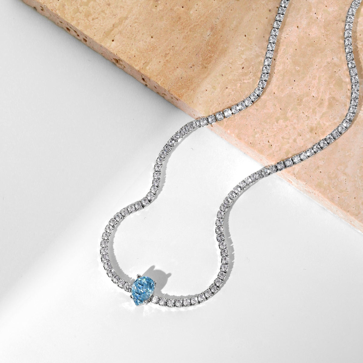 [LuckyStar]1.0 carat Unique Pear Cut Tennis Necklace