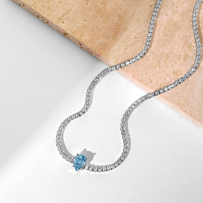 [LuckyStar]1.0 carat Unique Pear Cut Tennis Necklace