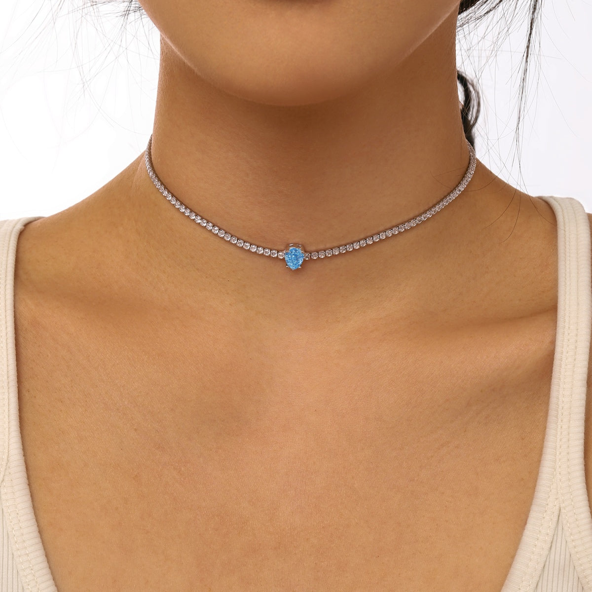 [LuckyStar]1.0 carat Unique Pear Cut Tennis Necklace