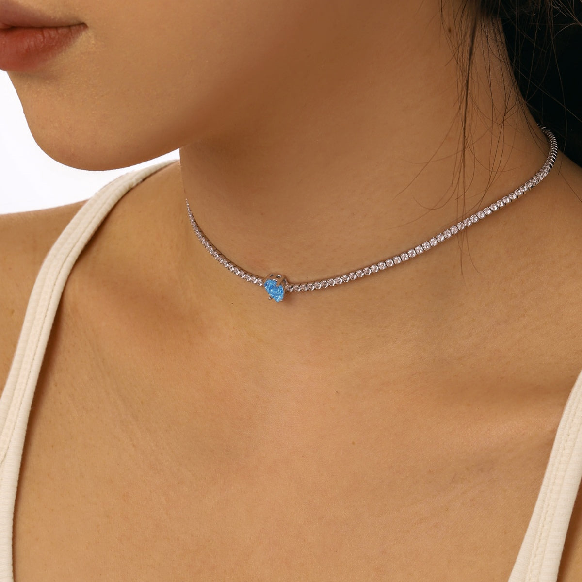 [LuckyStar]1.0 carat Unique Pear Cut Tennis Necklace