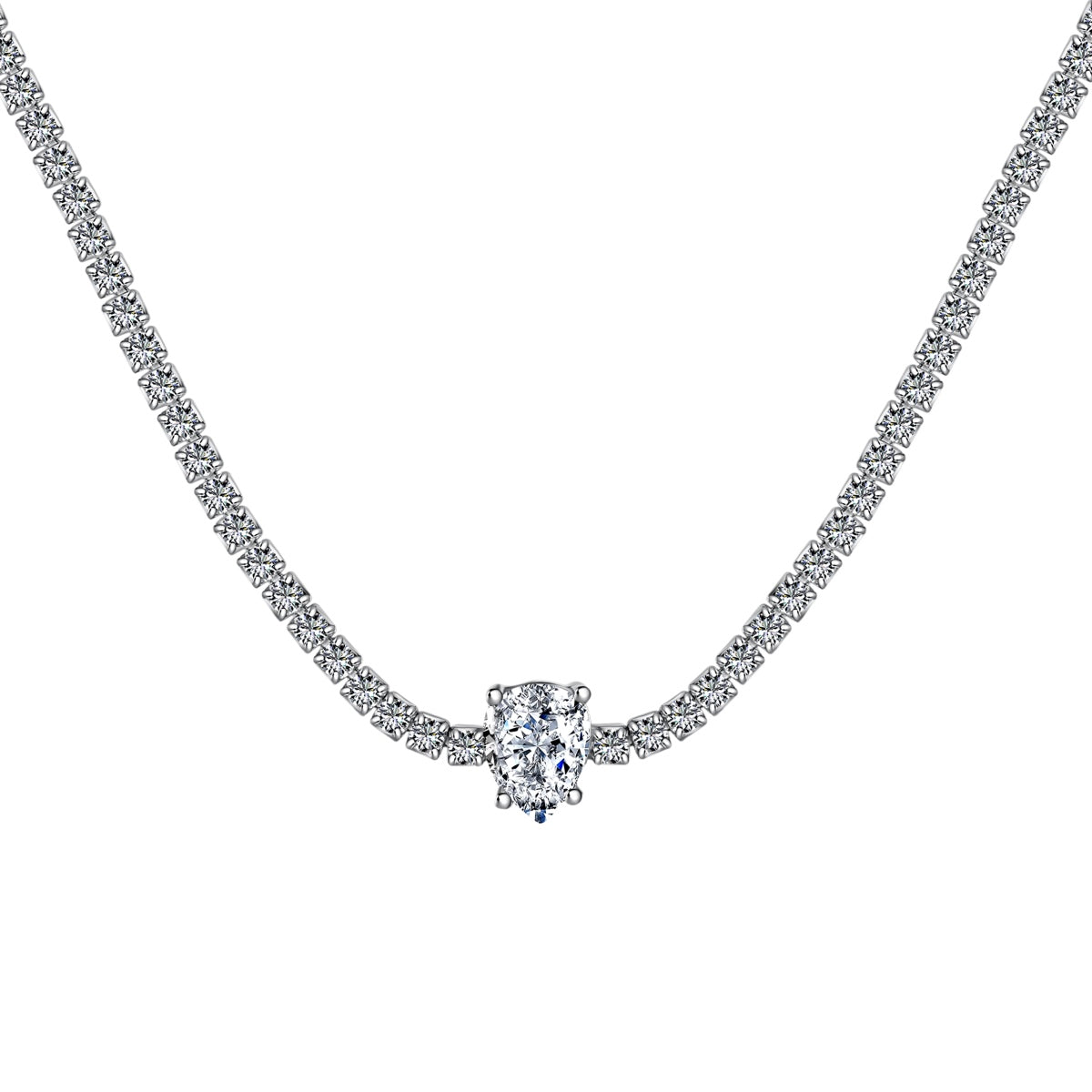 [LuckyStar]1.0 carat Unique Pear Cut Tennis Necklace